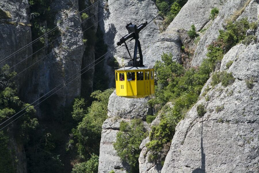 Aeri de Montserrat Cable Car Ticket - Boarding a two-gondola system