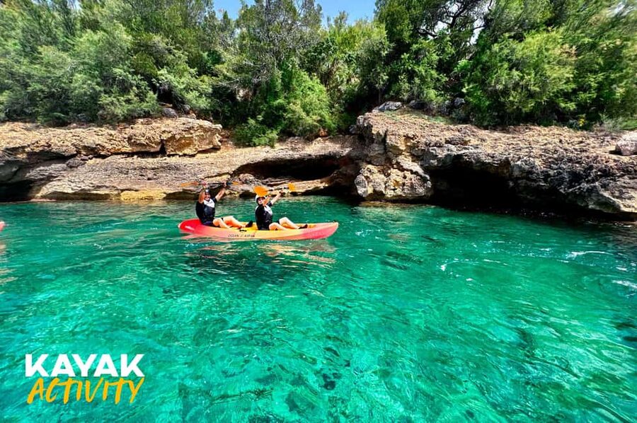 Alcudia: Guided Sea Kayaking Tour with Snorkeling - Learning the kayak before reaching the caves