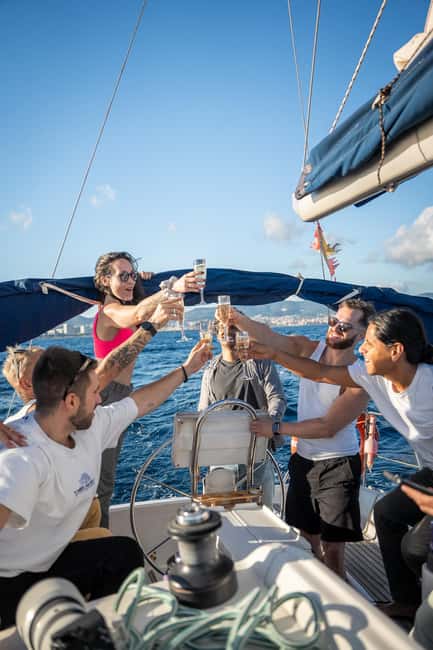 Barcelona Badalona : Sailboat Tour, Snacks, Drinks, Swimming - Sailing along Barcelona’s coast