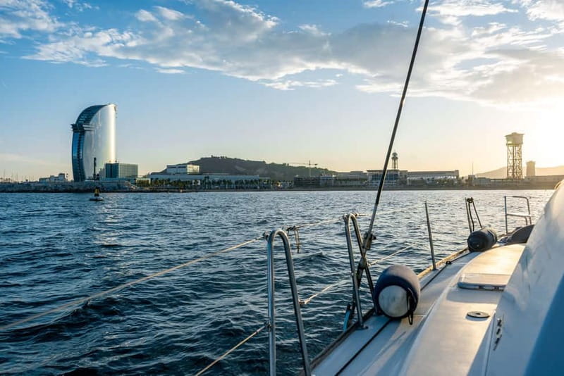 Barcelona: Catamaran Cruise w/ Sailing, Wine, & Tapa - The swimming stop in the Mediterranean