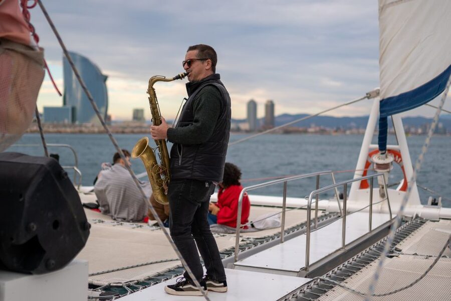 Barcelona: Catamaran Cruise with optional Live Jazz Music - Live saxophone, guitar, and a quieter Barcelona
