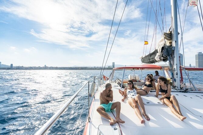 Barcelona Catamaran Cruise with Tapa & Drink Included - The crew and onboard mood