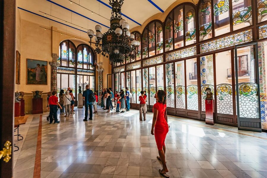 Barcelona: Palau de la Música Guided Tour - Entering the Concert Hall beneath the great skylight