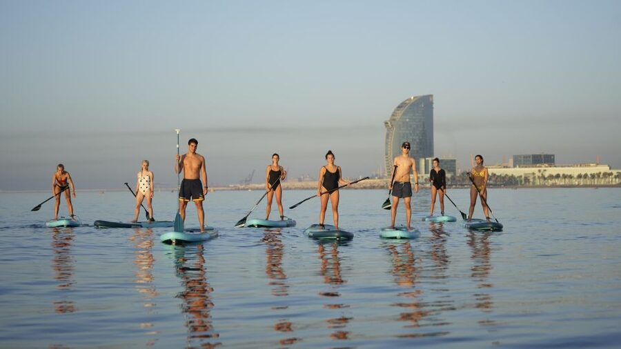 Barcelona: Sunrise Paddleboarding with Instructor and Photos - From Carrer de Grau i Torras 23 to Barceloneta