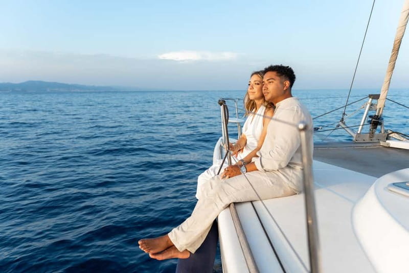 Barcelona: Sunset Catamaran Cruise with Wine and Tapa - Leaving the harbor for the first 45 minutes