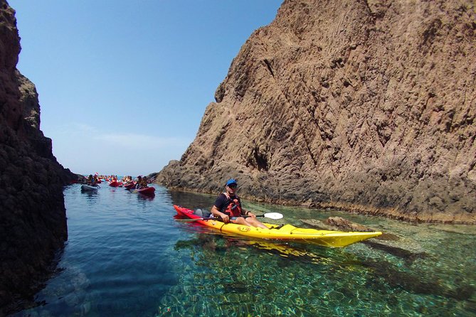 Cabo de Gata Active. Guided kayak and snorkel route through coves of the Natural Park - The snorkeling stop is about clear water, not a tropical reef