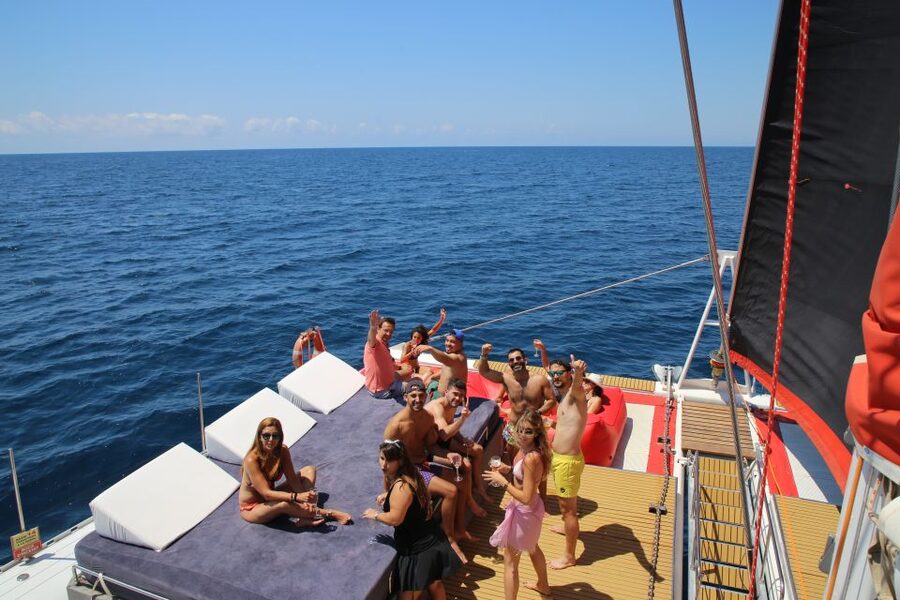 Cambrils: Catamaran Cruise with Drinks and BBQ Lunch Option - The Balinese beds and the front deck