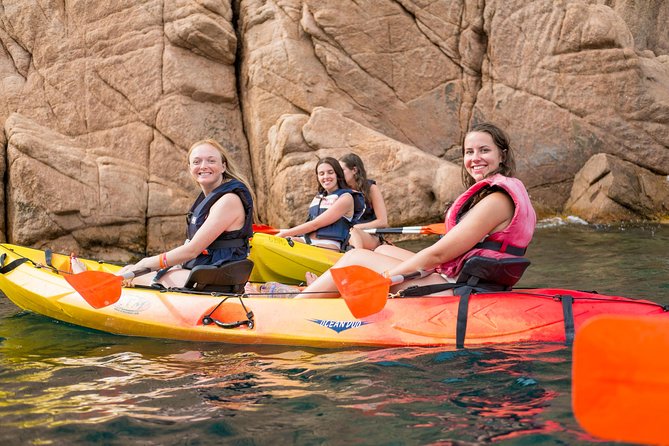 Costa Brava Kayak & Snorkel Tour + Picnic from Barcelona - Paddling the rocky Costa Brava coast
