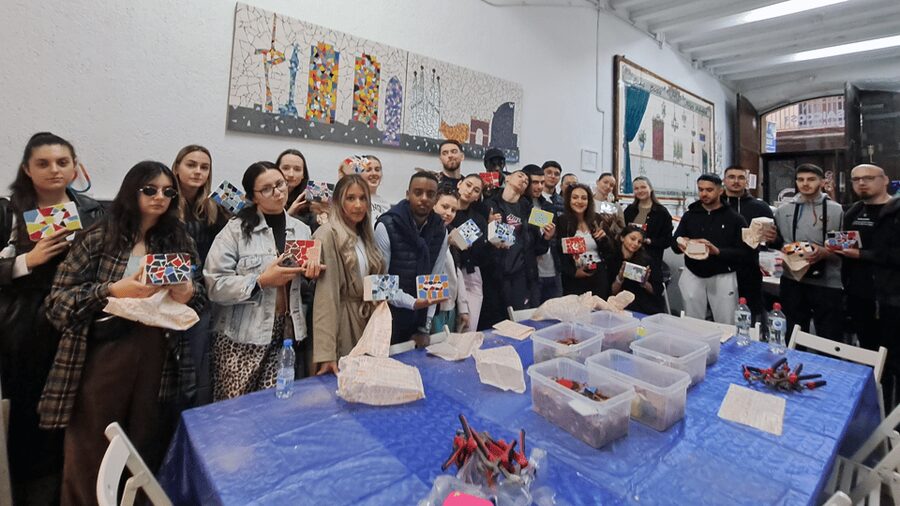 Guided Gaudí’s Trencadís Mosaic Workshop in Barcelona - Cutting Ceramic Pieces Safely