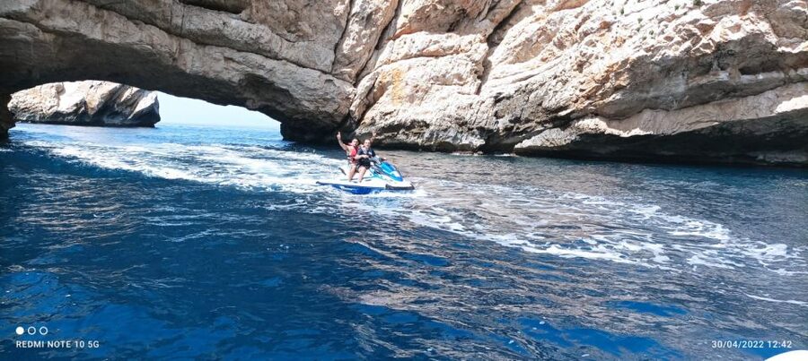 Jet Ski to Margaritas Islands from San Antonio - No License - The return route and marine-life watching