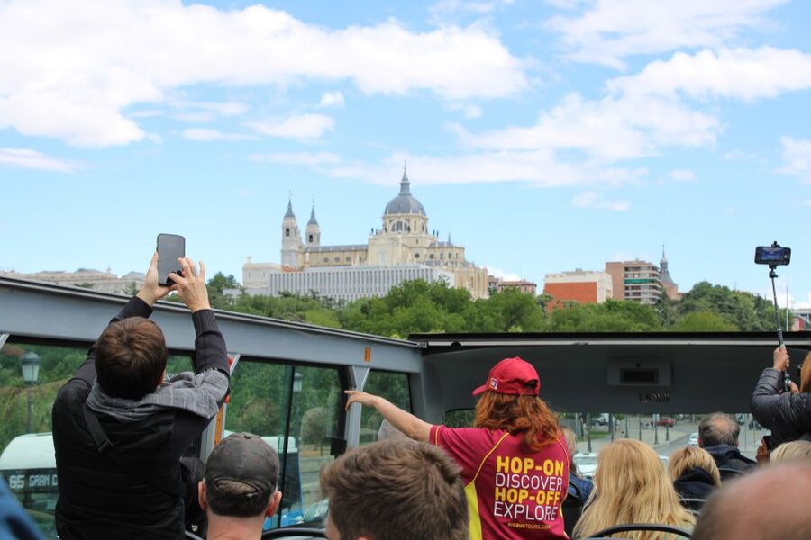 Madrid: Panoramic Open-Top Bus Day or Night Tour with Guide - Plaza de España and the Temple of Debod