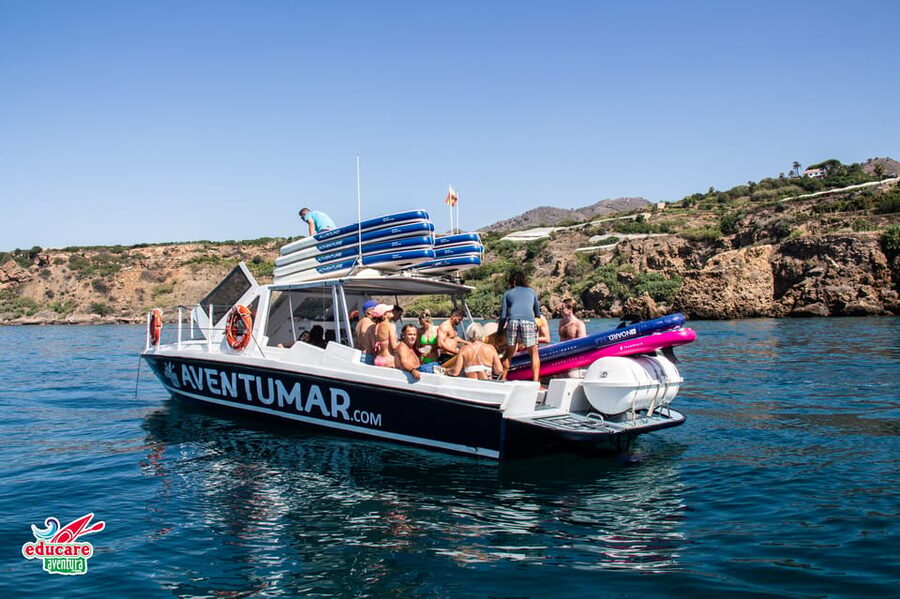 Nerja: Maro Waterfall Boat Trip with Paddleboarding & Drink - Swimming and snorkeling in clear coastal water