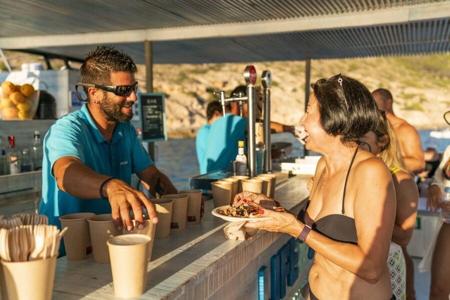 S'Arenal: Sunset Catamaran Cruise with BBQ - BBQ, pasta salad, bread, and a drink