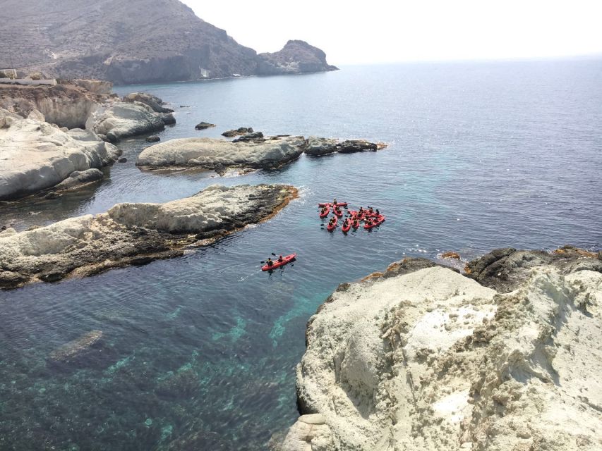 San José: Cabo de Gata Natural Park Kayak and Snorkel Tour - Paddling toward Cueva del Tabaco