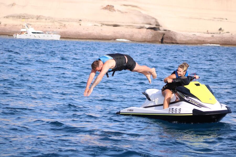 Tenerife: Jet Ski Guided Tour with Optional Photo Service - Leaving the dock on a Yamaha jet ski